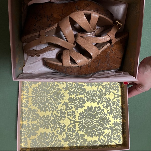 NWT Miu Miu Brown Sandals Leather Wedges Leather Heels 8.5 - Picture 10 of 15